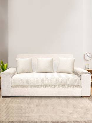 Saral Home Velvet Geometric 3 Seater Sofa Cover