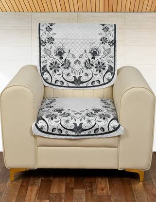 YELLOW WEAVES Velvet Floral 1 Seater Chair Cover