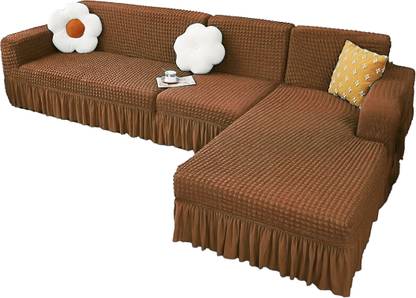 Cortina Polyester Plain 3+2 Seater L-Shape Sofa Cover
