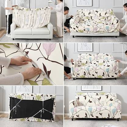 TURIYA Polyester Floral 3 Seater Sofa Cover