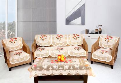 smarttextiles Polyester 3+1+1 Seater Sofa Floral Cover