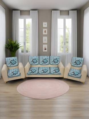 Multitex Velvet Floral 3+1+1 Seater Sofa Cover