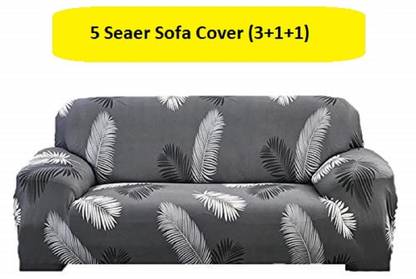 A CUBE LUXURY SOLUTIONS Polyester Abstract 3+1+1 Seater Sofa Cover