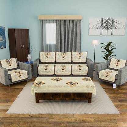 Heart Home Cotton Floral 3+2 Seater Sofa Cover