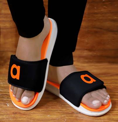 aadi Men Men's Orange Synthetic Leather Daily Casual Slider Slides