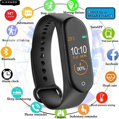 Bashaam B70(M7) MAX HEART RATE STEP COUNT SMART WATCH BLACK ( PACK OF 1)