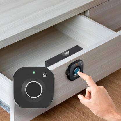 HomeMate Smart Biometric Cabinet Lock | Square | Fingerprint | Keyless | Hidden File Drawer Wardrobe | Child Safety | Electric | DIY Wooden Furniture Privacy Smart Door Lock