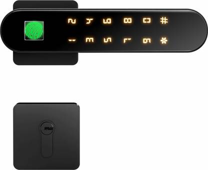 OZONE Smart Internal Door Lock for Wooden & Metal Doors with 4-way Access Mobile App, Fingerprint, Password and Emergency Key | Black Smart Door Lock