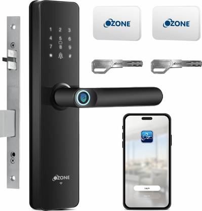 OZONE Smart Wi-Fi Lock for Wooden & Metal Doors, 4-Way Access, OzoLife App, Fingerprint, Password, RFID Card, 35-80 mm Door Thickness, Free Installation, 2 Years Warranty Smart Door Lock