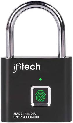 IFITech Smart Fingerprint Padlock, Biometric Lock with 20 Fingerprint Storage, Rechargeable, keyless | Ideal for Homes/Office/Travel (Small) Smart Door Lock