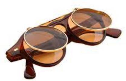 Digital Shoppy Shiny Flip Up Round Sun Glasses ( Brown )