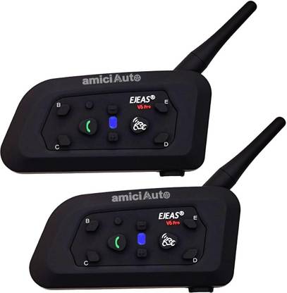 amiciAuto V6 Pro Helmet Bluetooth Intercom for 6 Riders, Headphone for Motorcycle Riders Smart Headphones