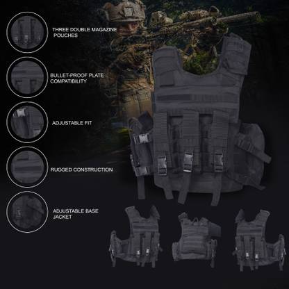 VEER-ON PU Coated Nylon Fabric Army Vest For Men Smart Jacket