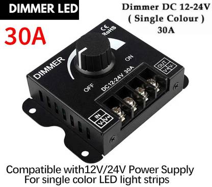 BALRAMA DC 12V/24V 30A Adjustable Dimmer Switch PWM Dimming Controller Single LED Strip LED Driver