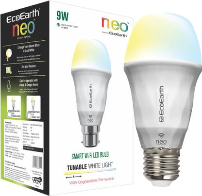 ECOEARTH Neo Wi-Fi Smart Led Bulb| Compatible with Alexa| 9W| CCT- Warm To Cool Feel| E27 Smart Bulb