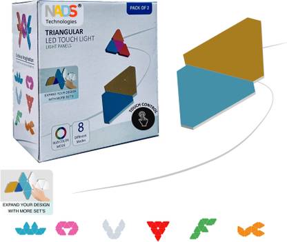 NADS Technologies RGB Led Triangle Wall Lights, Touch Control, Color Changing Panels(Set of 2) Smart Sensor Light