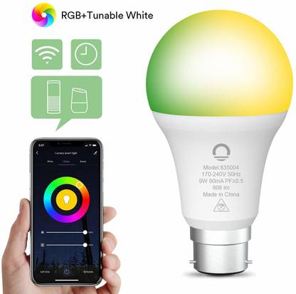 ONTUBE 9-Watt B22 Wi-Fi Smart LED Bulb (16 million colors with Voice Control) Smart Bulb
