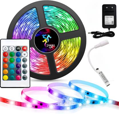 PIXELSYNC 5M 5050 SMD RGB LED Strip - 16 Colors, 24 Key Remote, Gaming Lights Light Strip