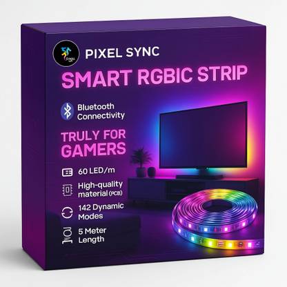 PIXELSYNC SMART RGBIC STRIP , 60LED/METER, 142 DYNAMIC MODES, 18 MUSIC MODES, FOR GAMRES Light Strip