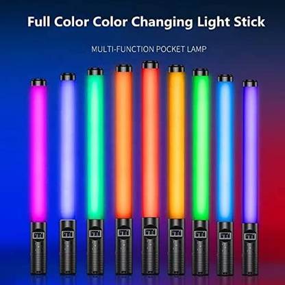 TECHGEAR RGB Led Video Light Stick Wand with Stand, QEUOOIY 360° Full Color Light Strip
