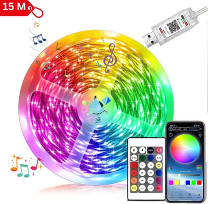DawnRays 15 Meter Smart Led Strip Light Music Sync Mode With App Control Remote For Decor Light Strip