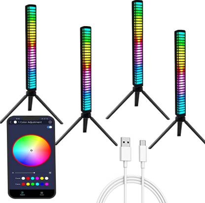 TechBlaze 3D RGB Rythm light 32Bit Sound Reactive LED Light Strip with Tripod Stand(4qty) Smart Bulb