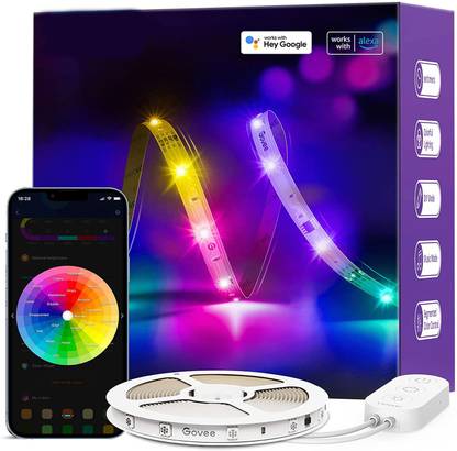 SNOWIE SOFT WiFi RGBIC LED Strip Lights Kit,16.4ft/5M 12V Smart WiFi LED Light Strips Work Light Strip