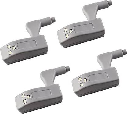 AMG Music Universal Cabinet Cupboard Hinge LED Light Cabinet Sensor Light for Modern Kitchen Home Lamp Hinge Lights Wardrobe Warm/Cool White Night Light for Almirah and Modern Home Kitchen ,Door Hinge Lighting -Warm White with Battery (Pack of 4) Smart Bulb