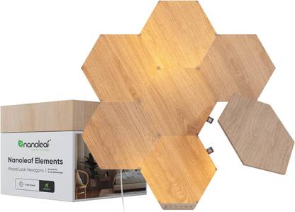 nanoleaf Elements Wood Look Hexagons Smart LED Wall Light Starter Kit (7 Panels)