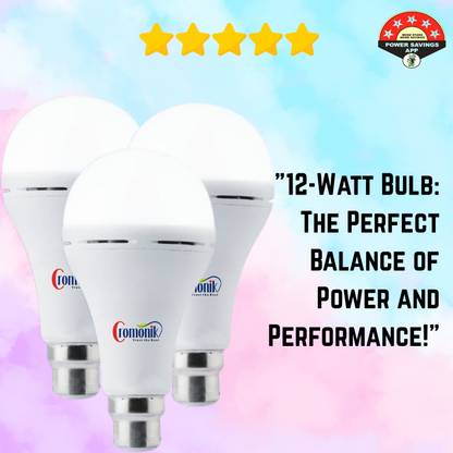 Cromonik 12W Dual Pack Emergency Bulbs | Rechargeable | Ideal for Load Shedding Smart Bulb