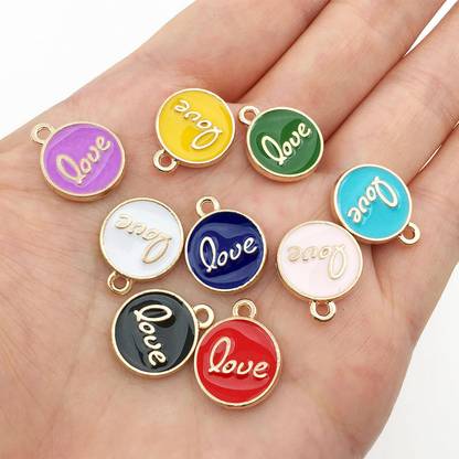 Calandis 45 Alloy Love Charms Pendants Colourful Jewelry Making Bracelets Supplies Lac Pendant