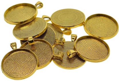 BNF 10 Round Pendant Blank Cabochon Base Setting Trays DIY Jewelry Making Golden Smart Pendant