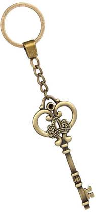 Calandis Ethnic style retro bag pendant bronze crown heart shape key shape keychain Metal Pendant