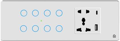 HomeMate Smart Touch Switch Panel | 8 Switch & 1 Socket with Quick Charge USB's