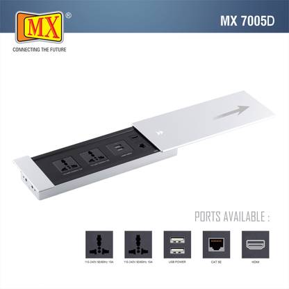 MX Access Flap Sliding/Cable Cubby With Universal Socket/Data/HDMI/USB (MX7005D) Smart Power Strip