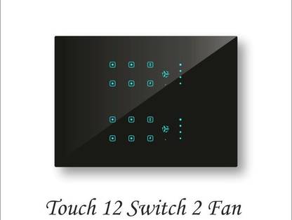 Phamvio 12 gang with 2 fan Touch Panel Switch (2 Heavy 2nos 2way)-12M Size Smart Switch