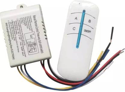 GoodsBazaar ABCD 4 Way Wireless Remote Control Switch Three Way IR RF Switch for Light & Fan Smart Switch