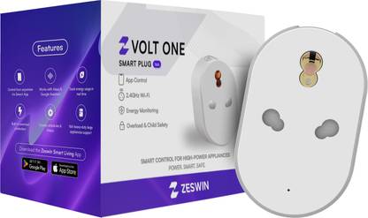 Zeswin Volt One 16A Wi-Fi Enabled Smart Plug with Energy Tracking for Heavy Appliances Smart Plug