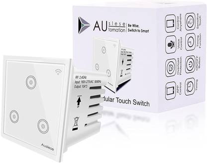 Auslese Smart Touch Crystal Glass Panel Modular Indian Roma Wifi Switch (3 Gang 10A)