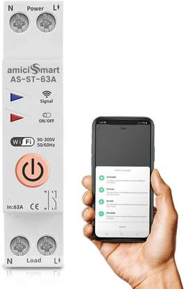 amiciSmart WiFi Timer Switch SmartLife App Compatible Remote Control Single Phase 220VAC Smart Switch