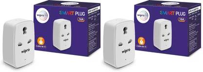 Wipro 16A WiFi Smart Plug Pack of 2, Suitable for Large Appliances, with Voice & App Smart Plug