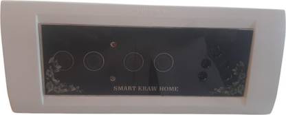 KRAW WiFi Smart Switch Board, 3 Switch Control, 1Smart Plug, Compatible with Google Assistant, Manual Touch, Android App, (White) Smart Switch