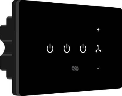 iotics 4 Module 3 Lights & Fan Control Smart Wifi Touch Switch (Black), Smart Switch