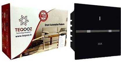 TEQOOZ 30Amp Heavy Load Wi-Fi + IR Remote Smart Glass Touch Switch (Black) Smart Switch