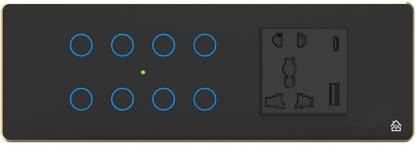 HomeMate Smart Touch Switch Panel | 8 Switch & 1 Socket with Quick Charge USB's