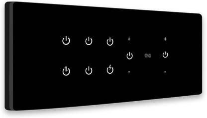 iotics Smart Touch Switch for 6 Light & 2 Dimmer, Remote, Mobile App, Voice Control Smart Switch