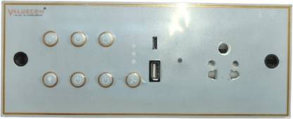 Valuecon Smart Switch Board with 4 Switch,1 Fan,1 Socket, C & A type USB Charging Smart Switch