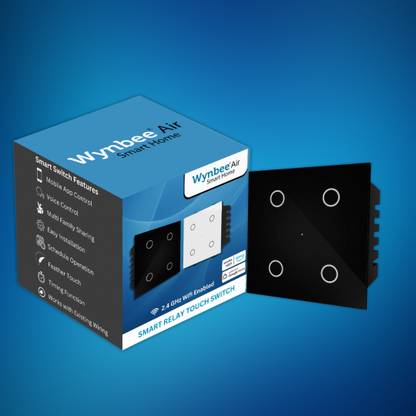 Wynbee Air Smart Touch Switch 4 Relay- Wi-Fi Enabled | No Hub Required Smart Switch