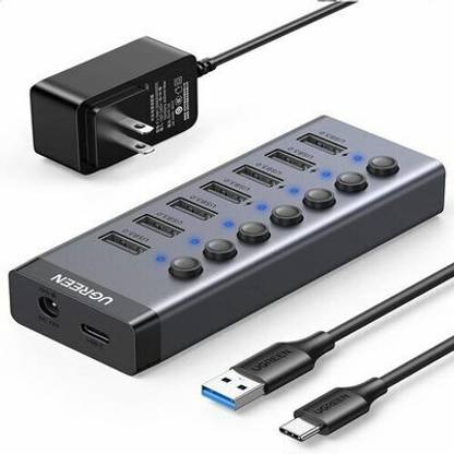 Ugreen 7 Port USB 3.0 Powered Hub With 4 Fast Charge Slots, 12V/2A Power Adapter Smart Switch