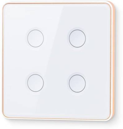 GOLENS Smart Wifi Touch Switch 4 Gang ON/OFF No Neutral Wire Required,No Hub Required Smart Switch